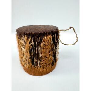 Vintage African Animal Hide Hand Drum Small Hair-on-Hide Drum